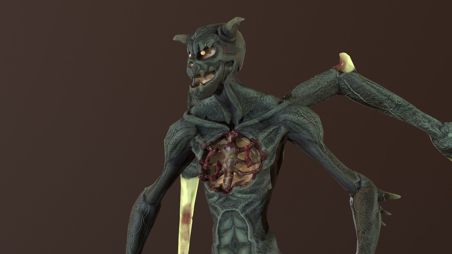Monster Demon Skeleton Low poly model Low-poly 3D model_9