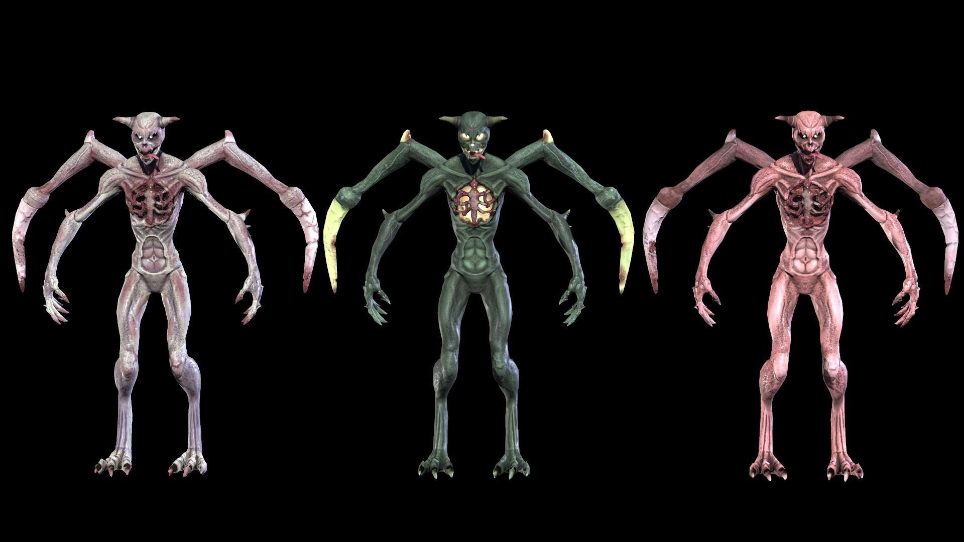 Monster Demon Skeleton Low poly model Low-poly 3D model_6