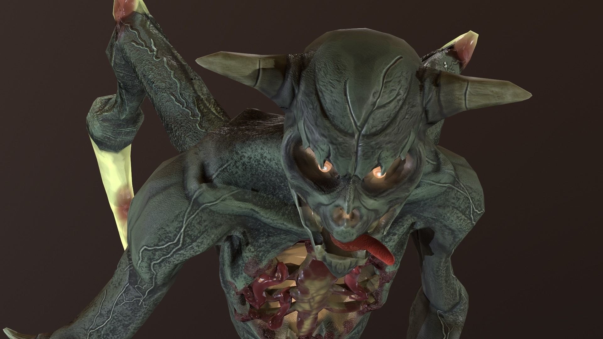 Monster Demon Skeleton Low poly model Low-poly 3D model_11