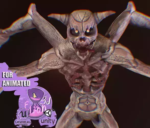 Monster Demon Skeleton Low poly model Low-poly 3D model