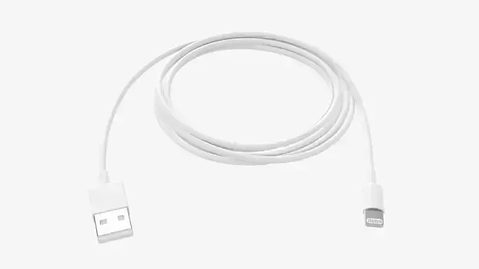 White lightning to USB cable 3D model