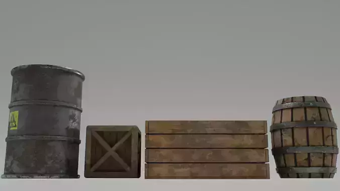 Wooden metal barrel - game ready asset