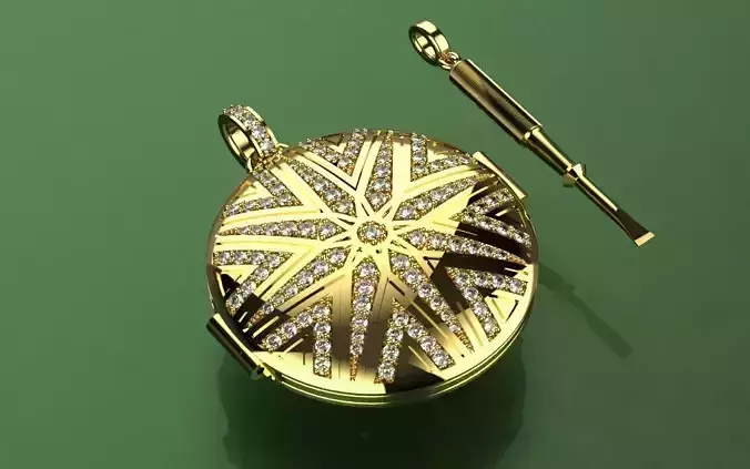 Reliquary Pendant with Key - Jewelry 3D - PG-412