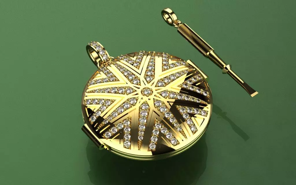 Reliquary Pendant with Key - Jewelry 3D - PG-412 3D print model_0