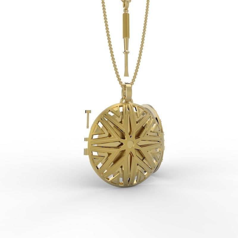 Reliquary Pendant with Key - Jewelry 3D - PG-412 3D print model_7