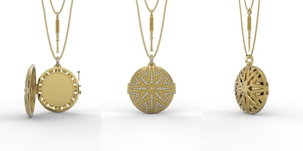 Reliquary Pendant with Key - Jewelry 3D - PG-412 3D print model_1