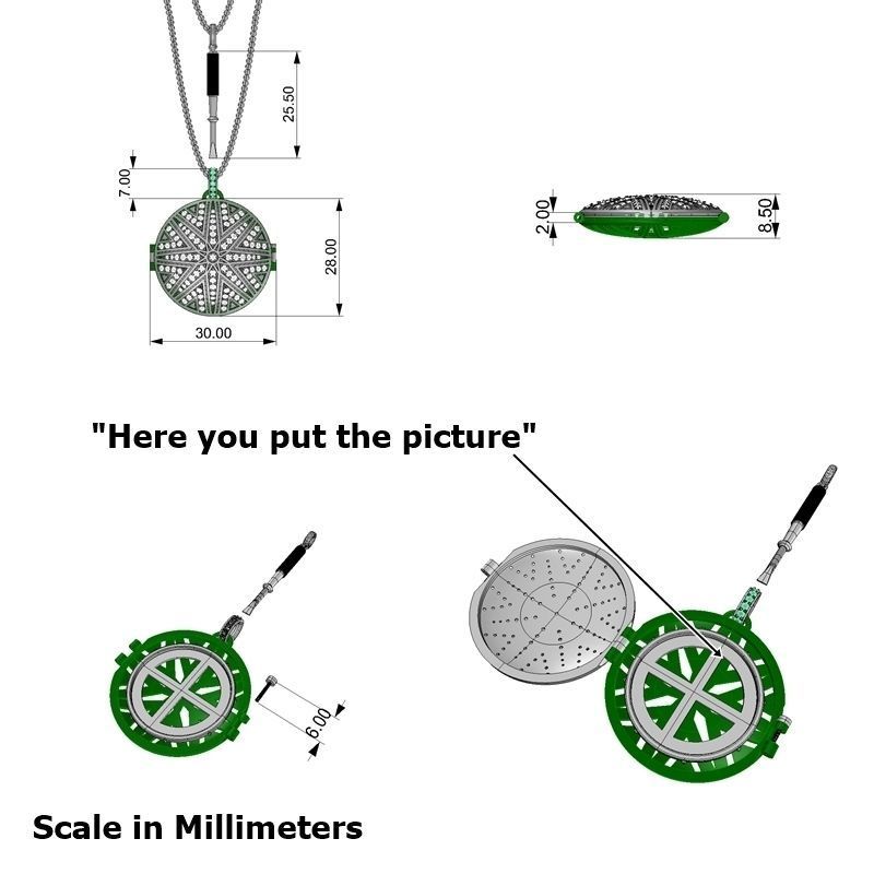 Reliquary Pendant with Key - Jewelry 3D - PG-412 3D print model_2