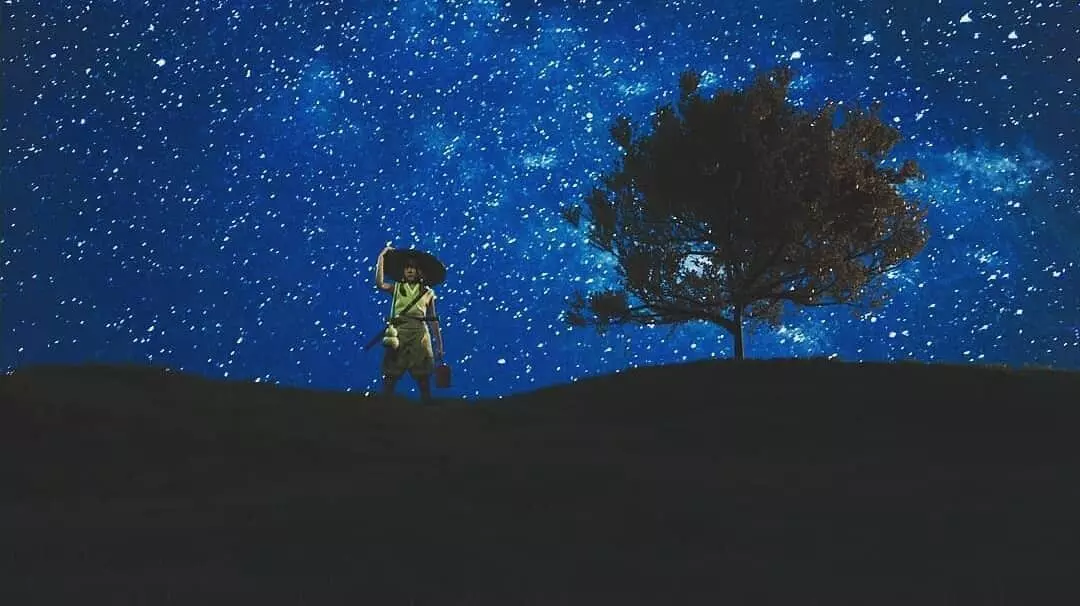 THE STARS person on hill under starry sky Free 3D model