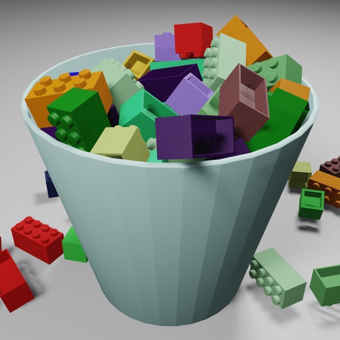 Bucket of Lego 3D model_1