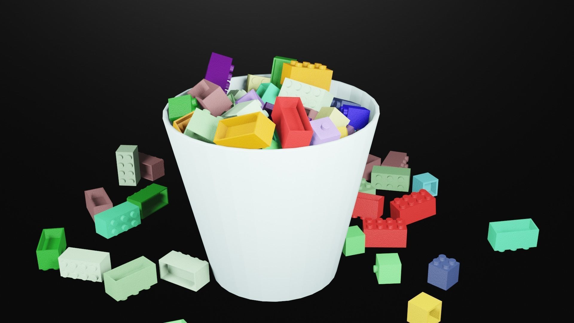 Bucket of Lego 3D model_3