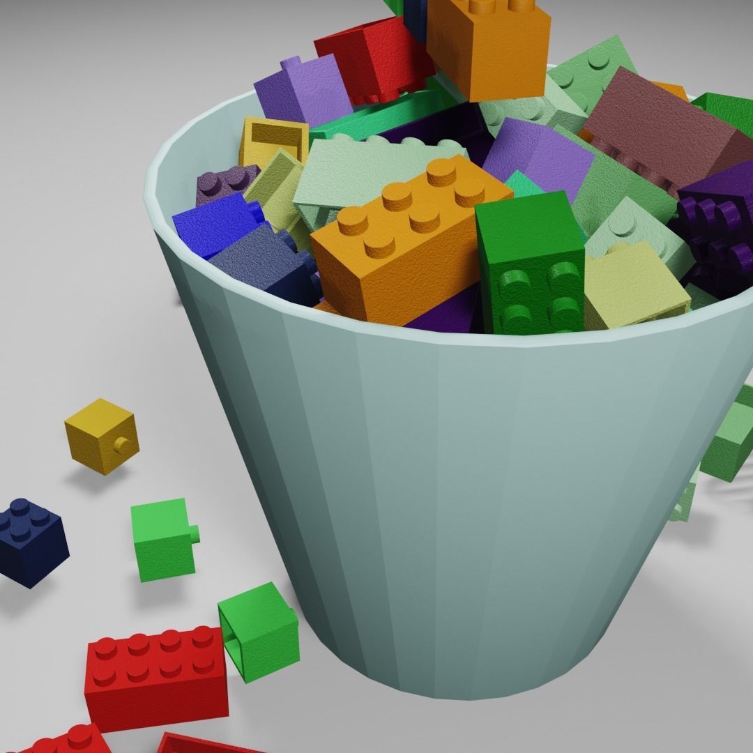 Bucket of Lego 3D model_2