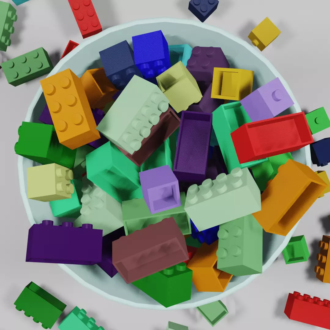 Bucket of Lego 3D model_0