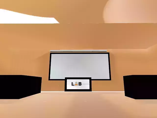 LAB model room with two chairs and projector