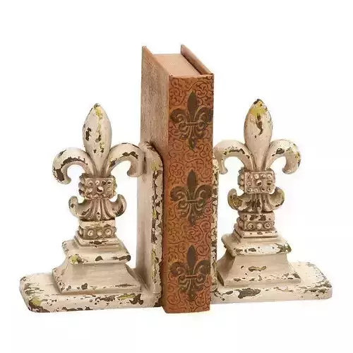 Rust Brown Alencon Fleur de Lis Bookends 