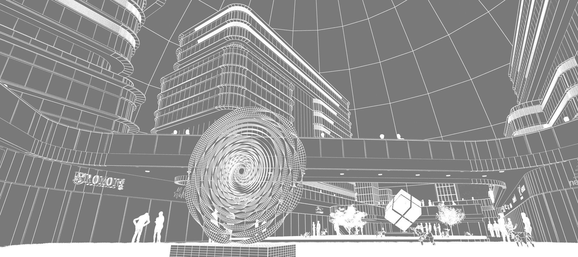 Commercial CBD shopping malls  3D model_11