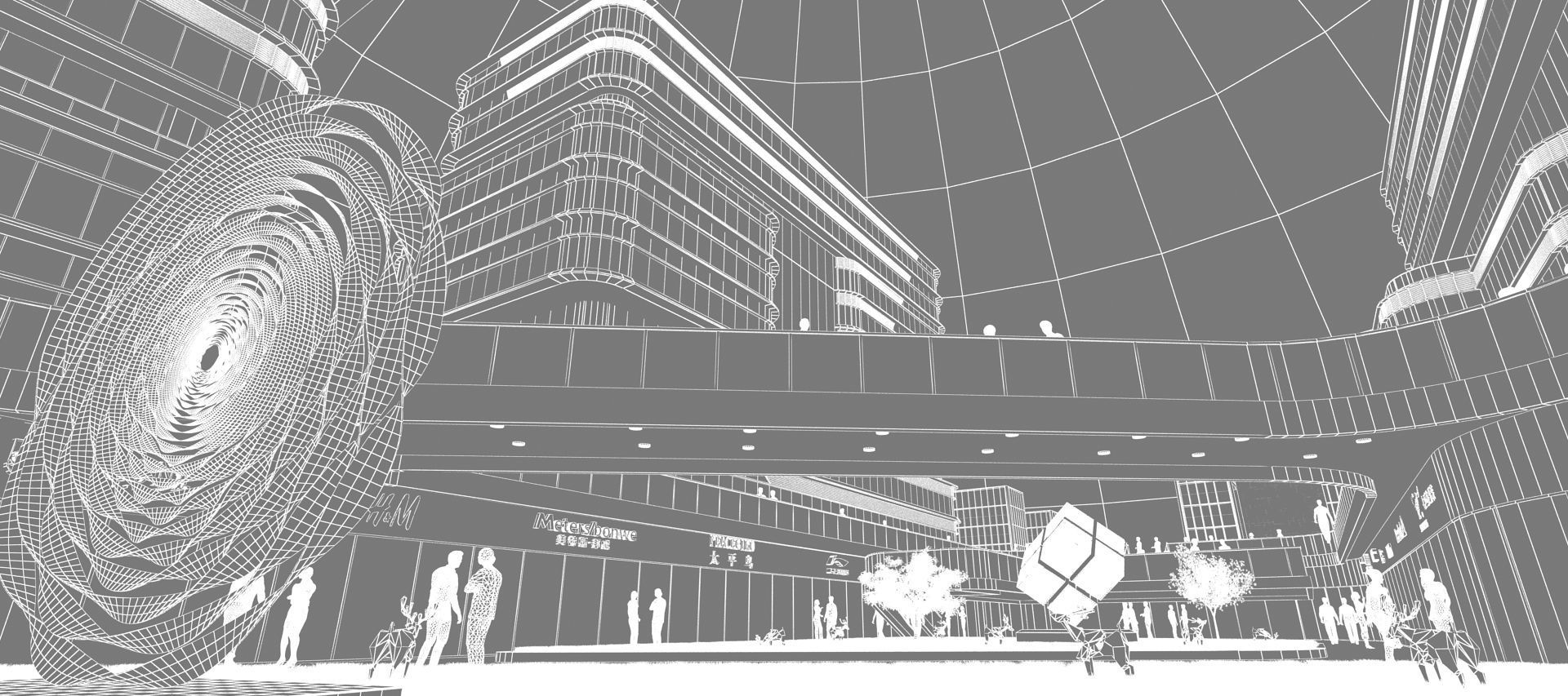 Commercial CBD shopping malls  3D model_12