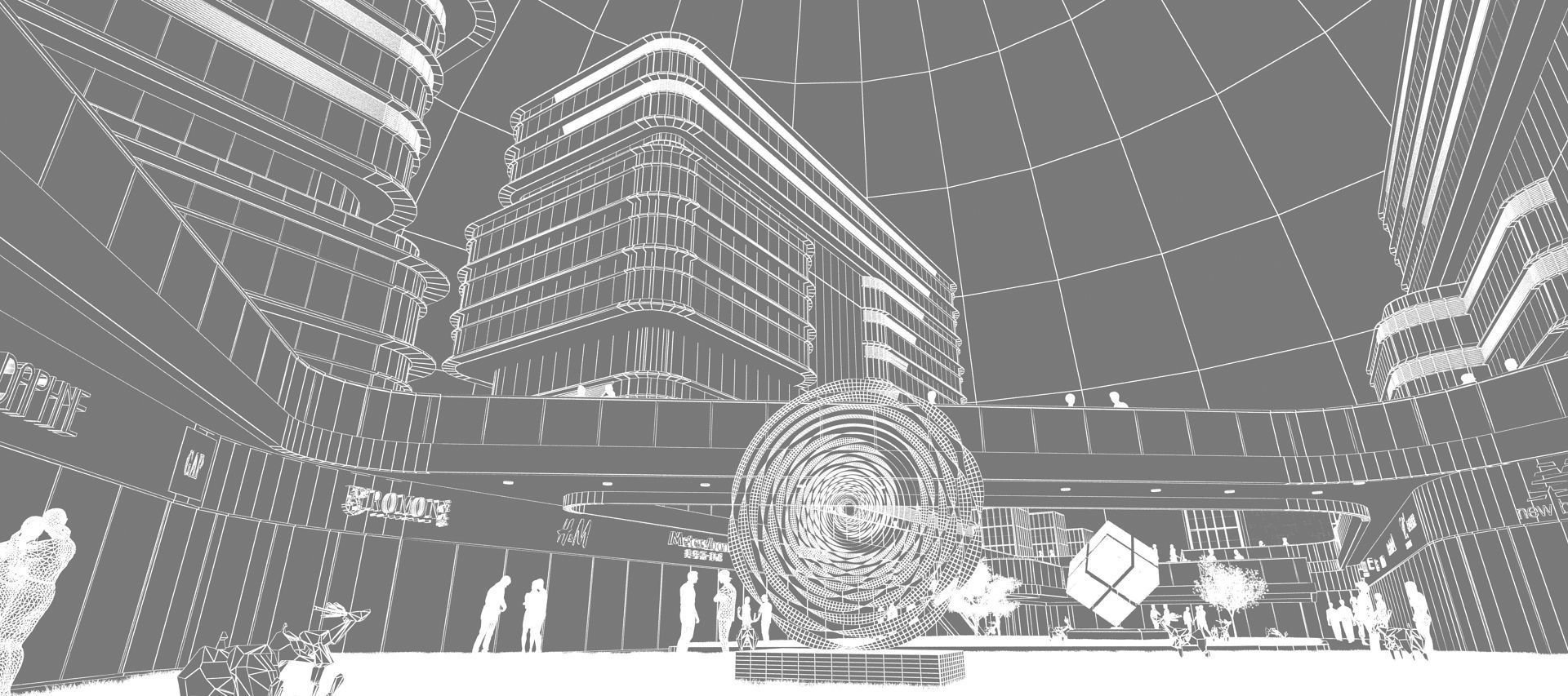 Commercial CBD shopping malls  3D model_10