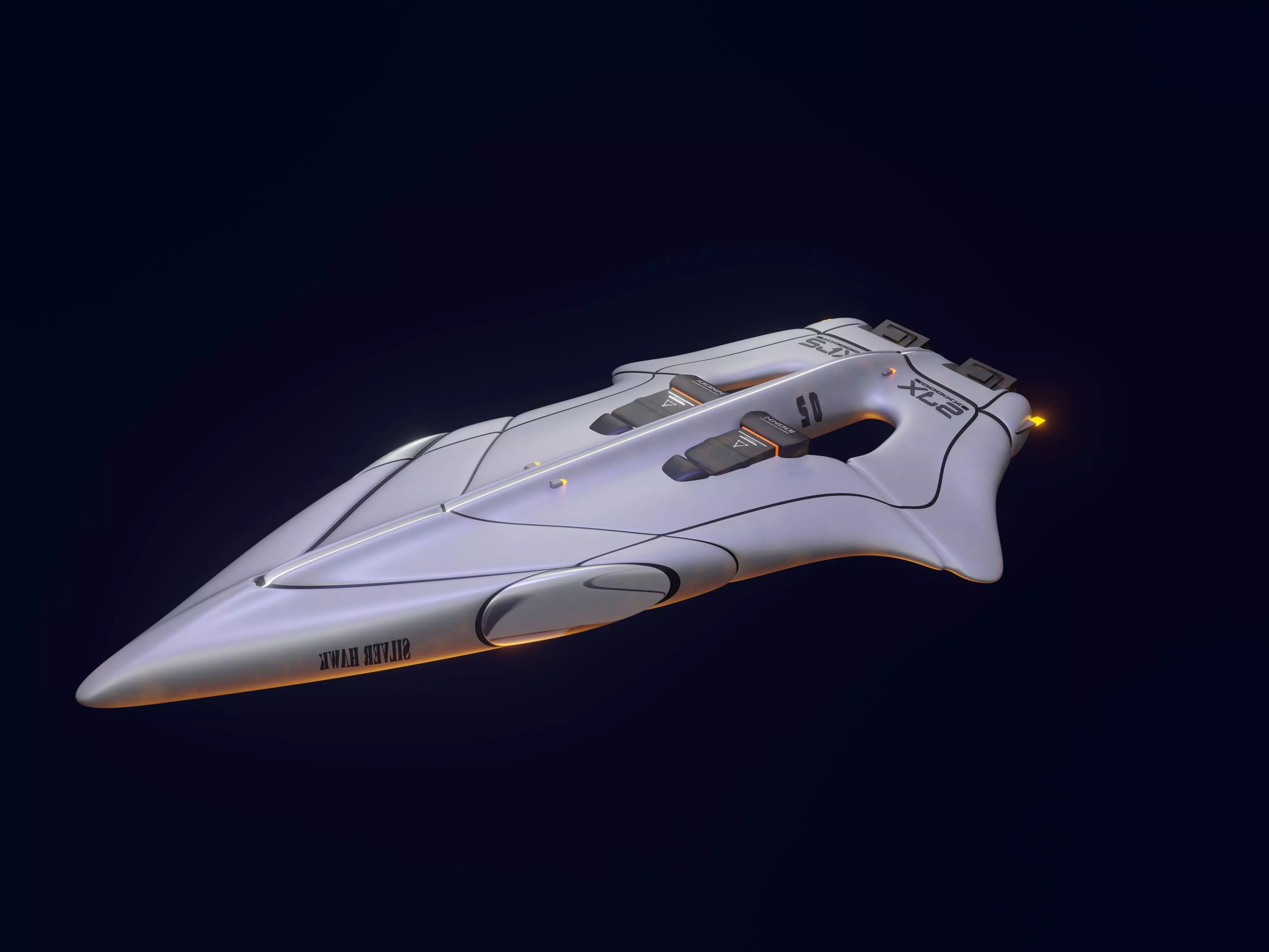 High tech sci-fi spaceship Low-poly 3D model_0