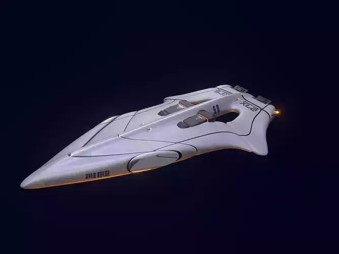 High tech sci-fi spaceship Low-poly 3D model