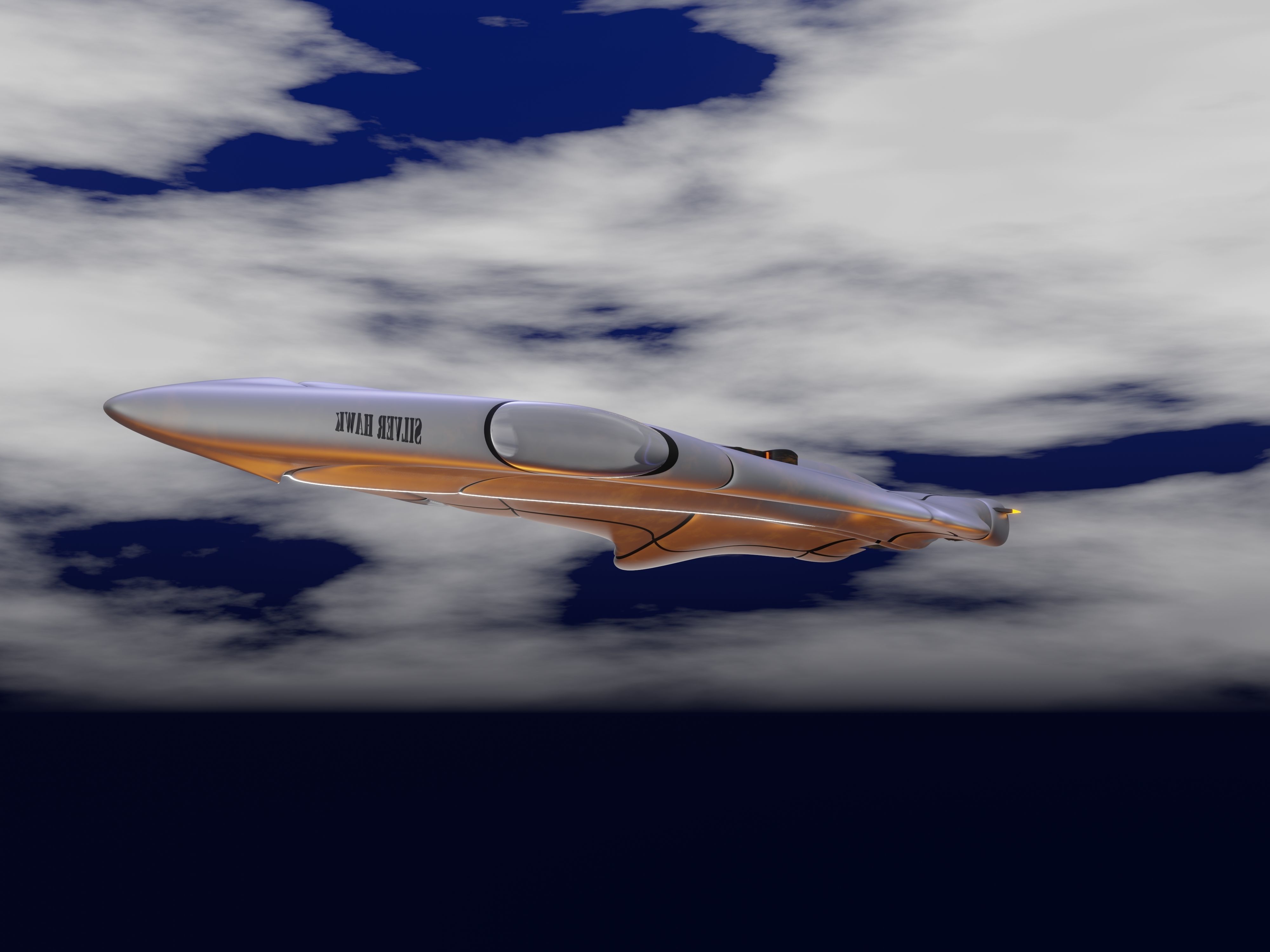 High tech sci-fi spaceship Low-poly 3D model_8