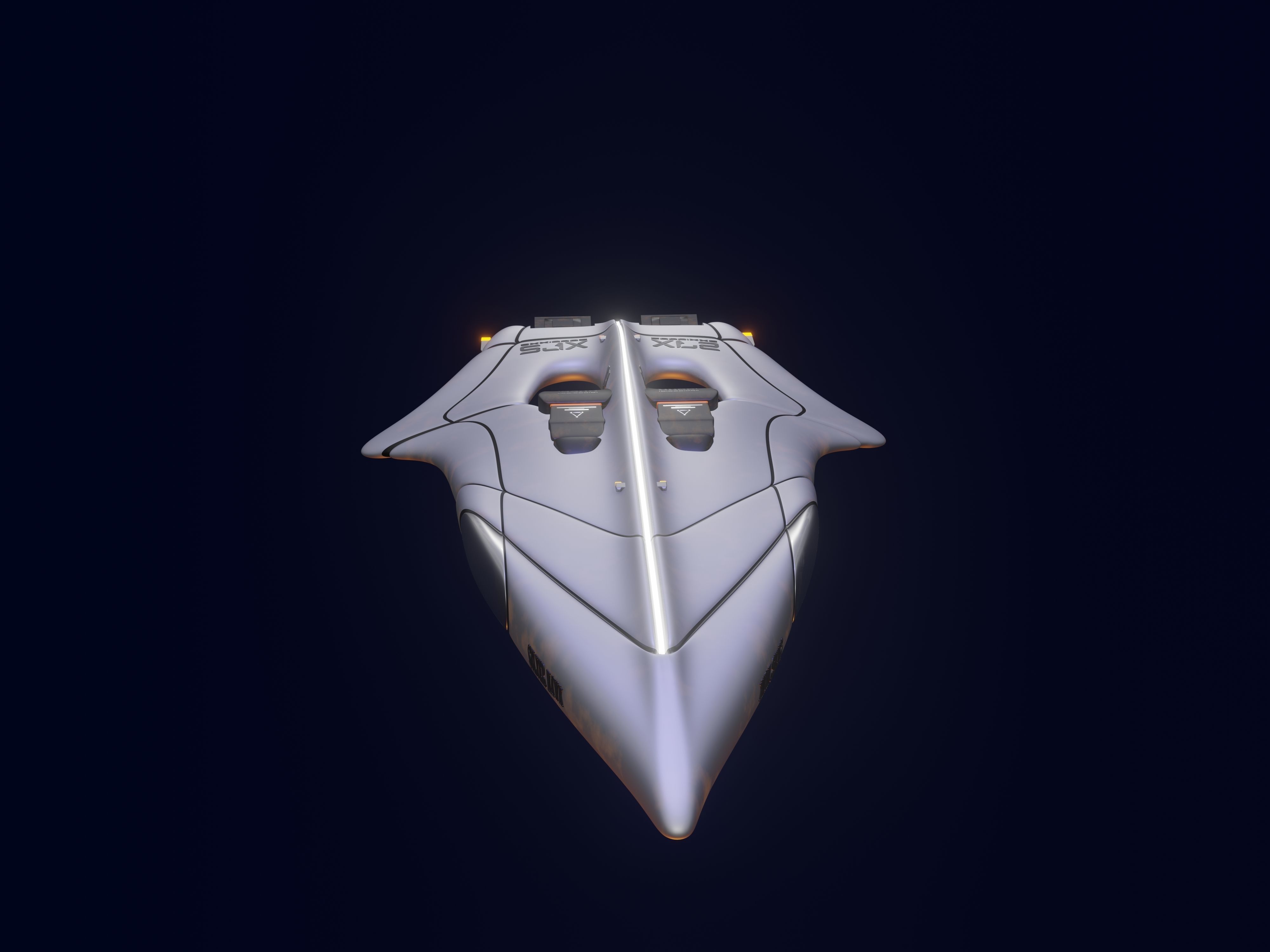 High tech sci-fi spaceship Low-poly 3D model_6