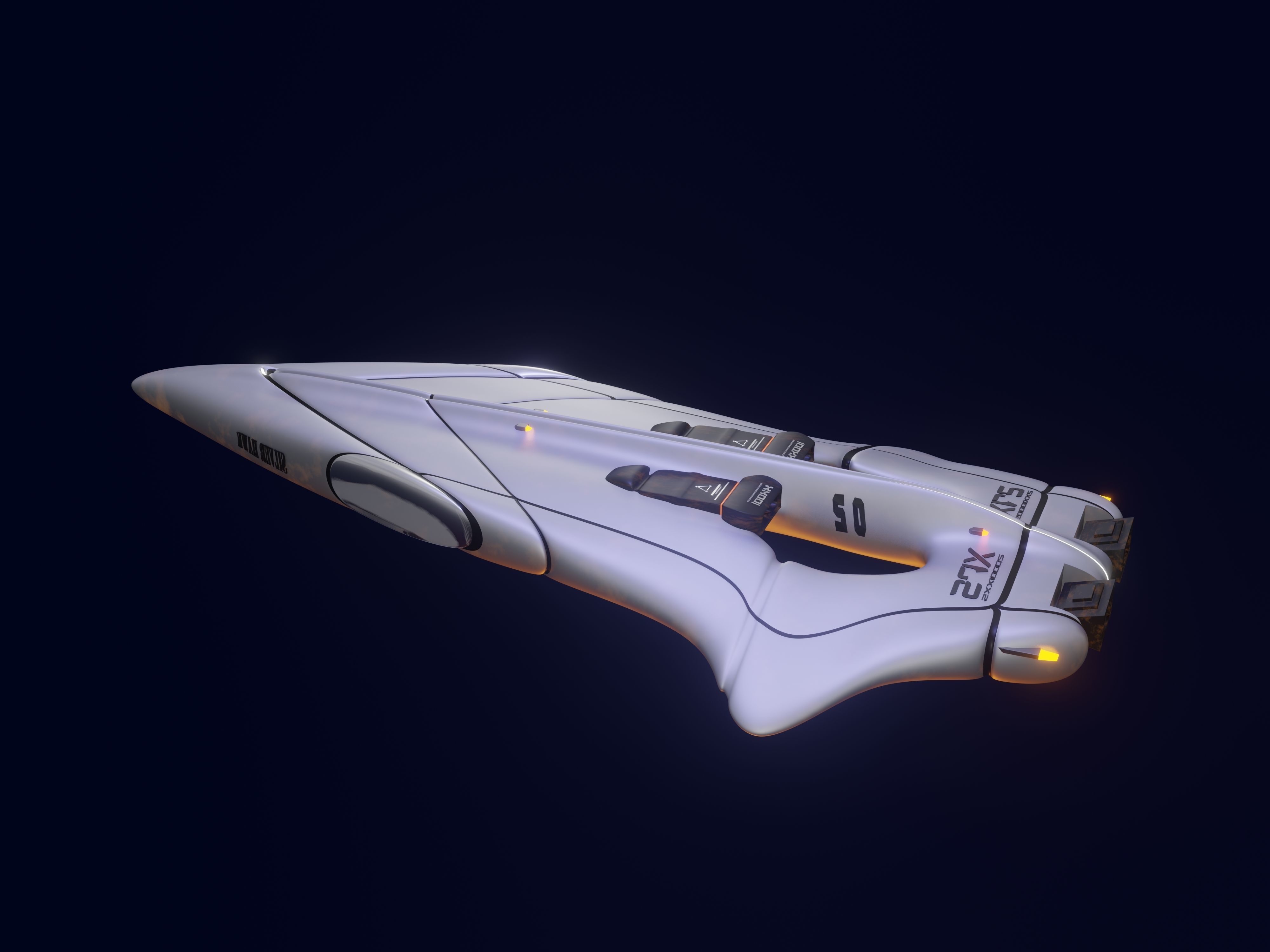 High tech sci-fi spaceship Low-poly 3D model_1
