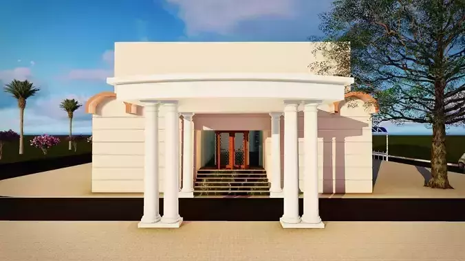Community building with columns and pillars