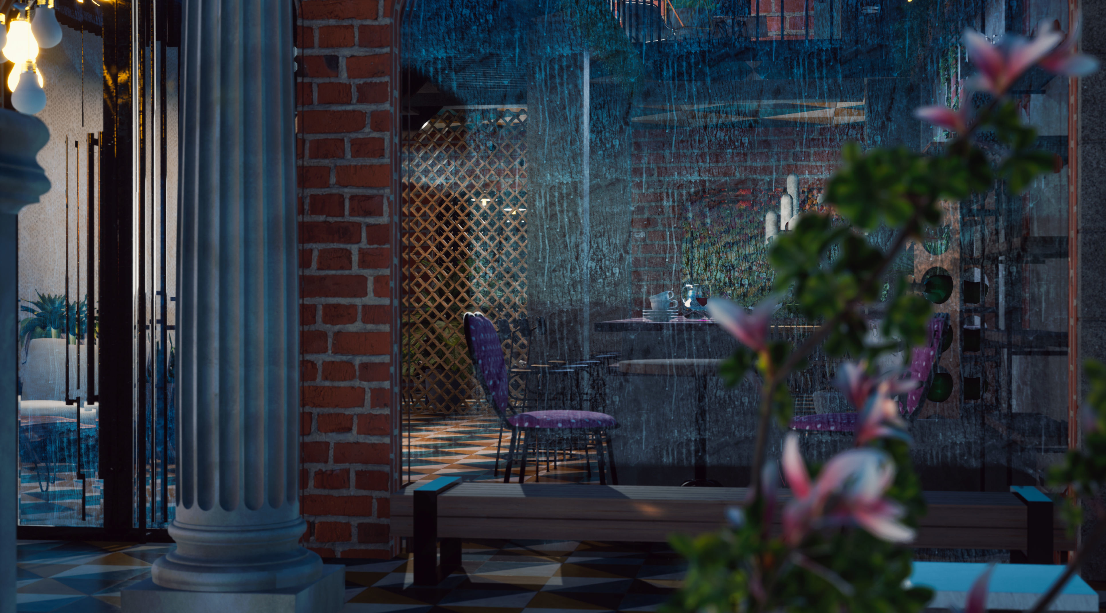 Exterior Coffee Restaurant  Free 3D model_5