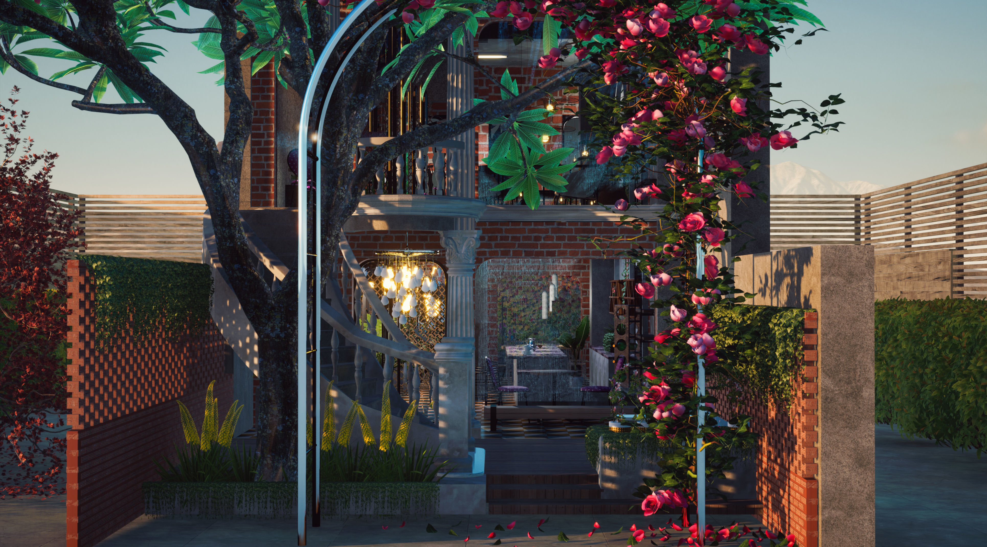 Exterior Coffee Restaurant  Free 3D model_2