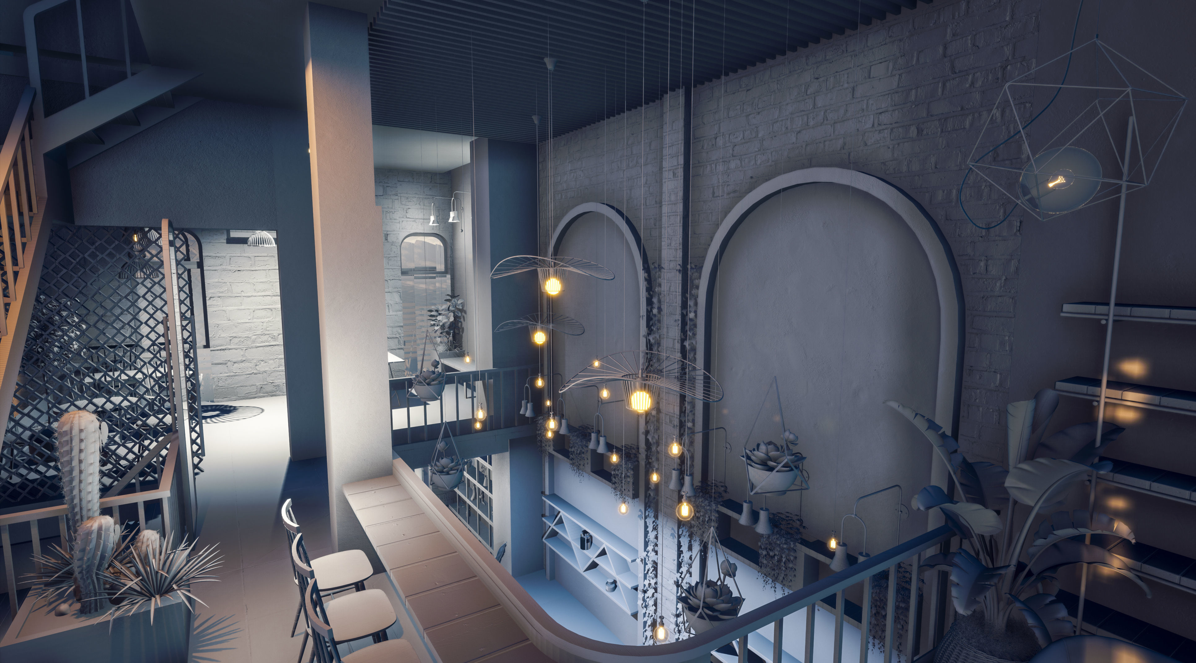 Exterior Coffee Restaurant  Free 3D model_1