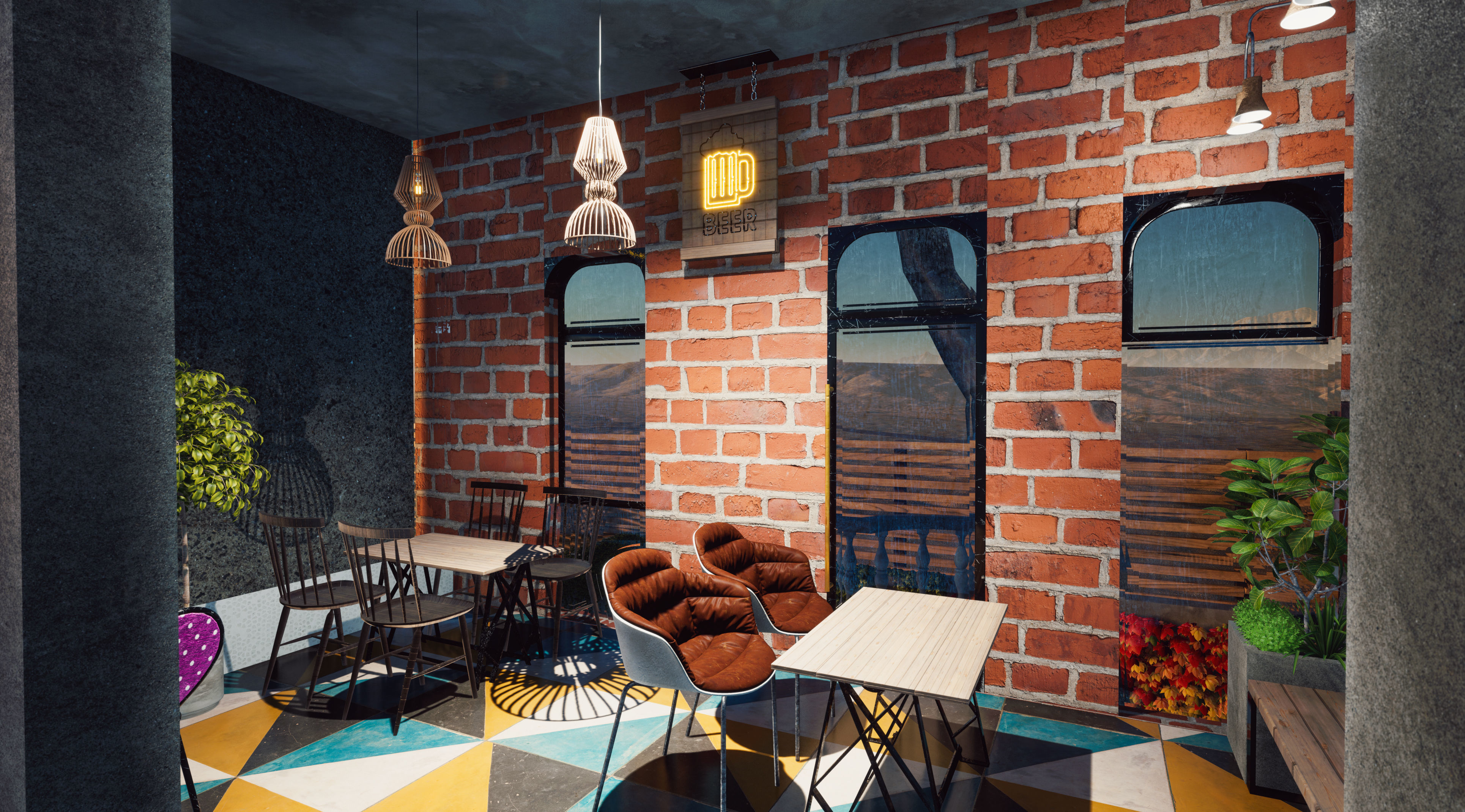 Exterior Coffee Restaurant  Free 3D model_7
