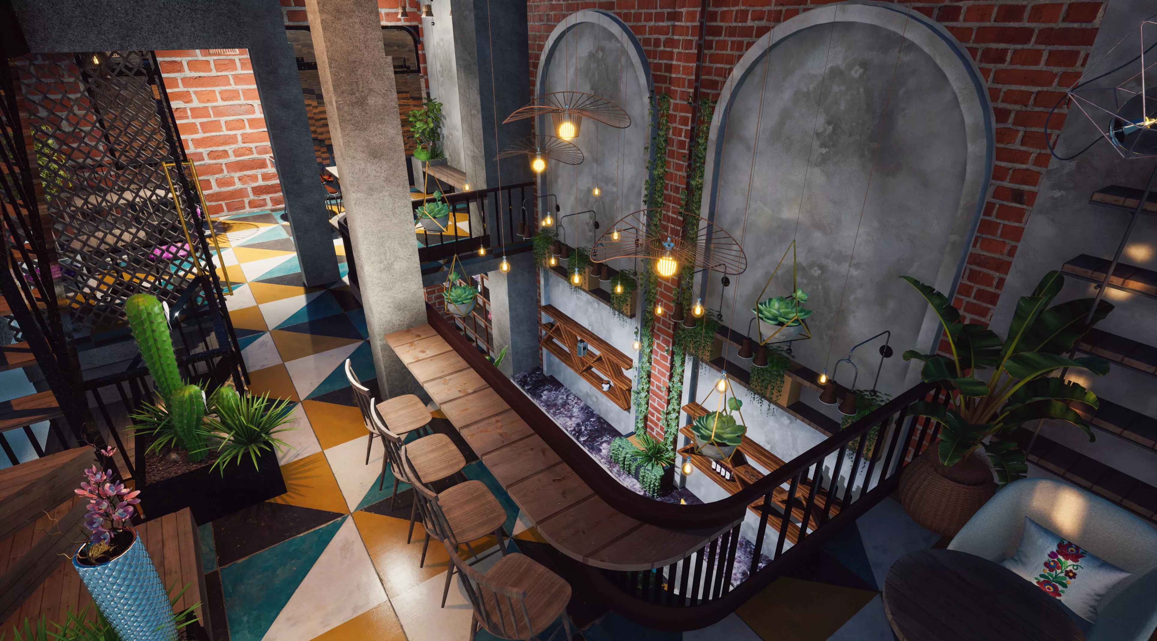 Exterior Coffee Restaurant  Free 3D model_0