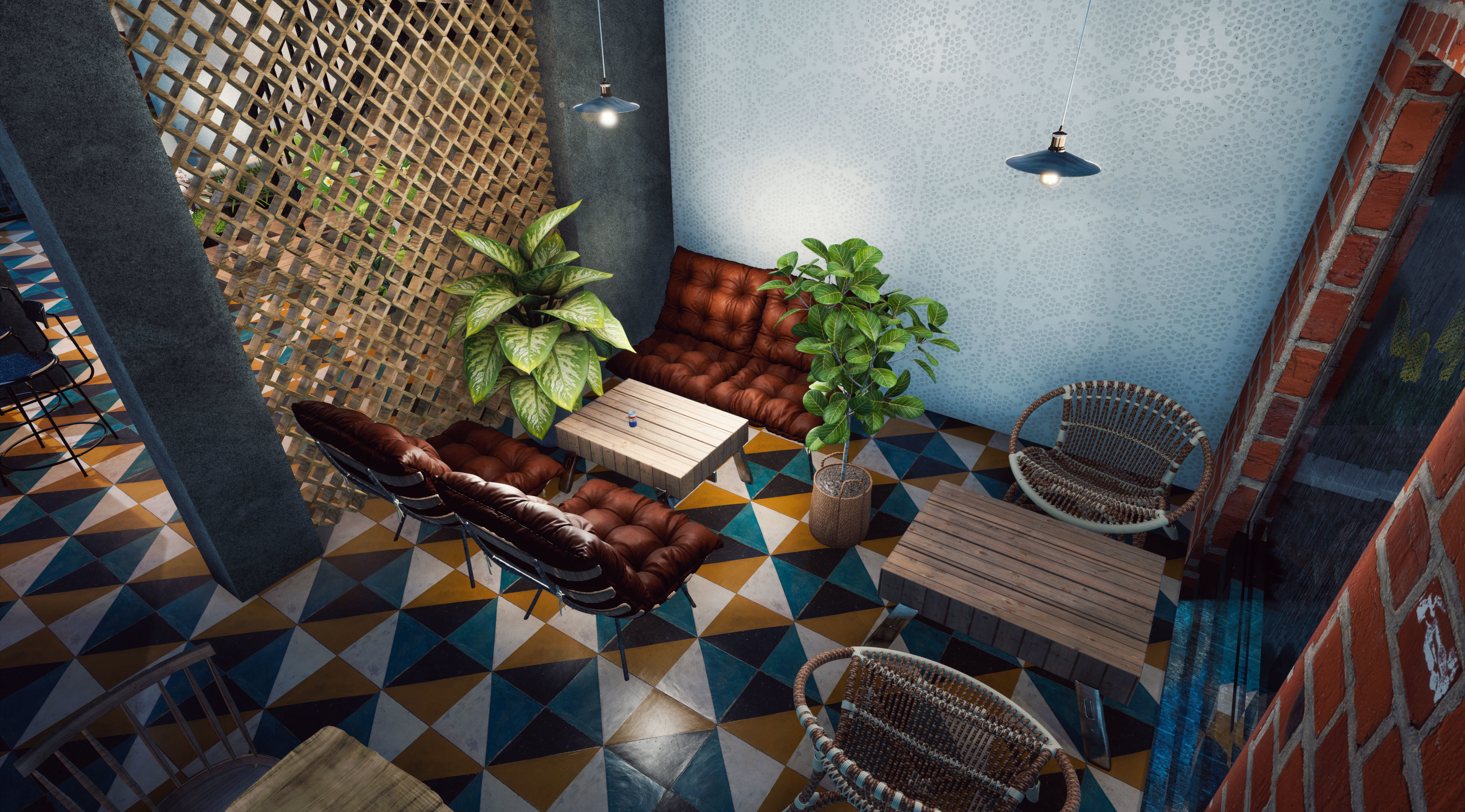 Exterior Coffee Restaurant  Free 3D model_9