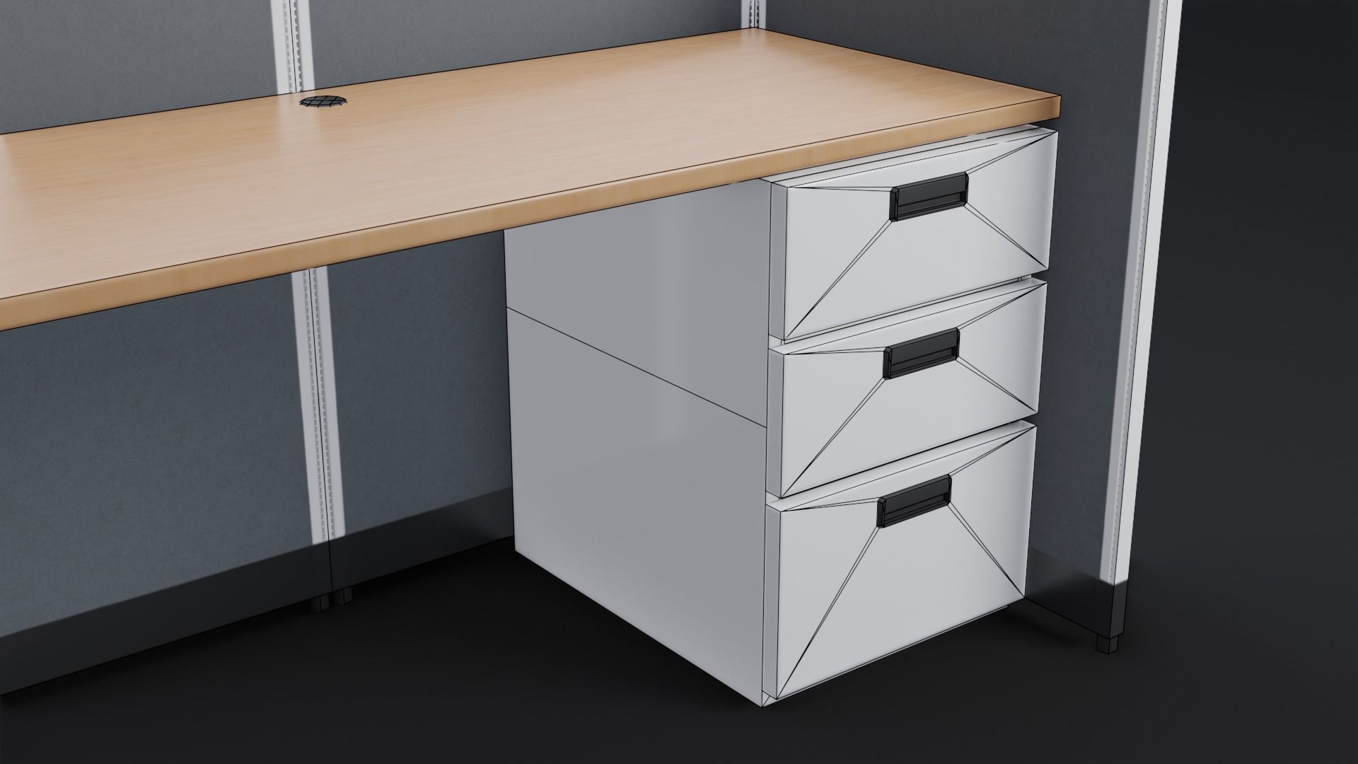 Office Desk Low-poly 3D model_10