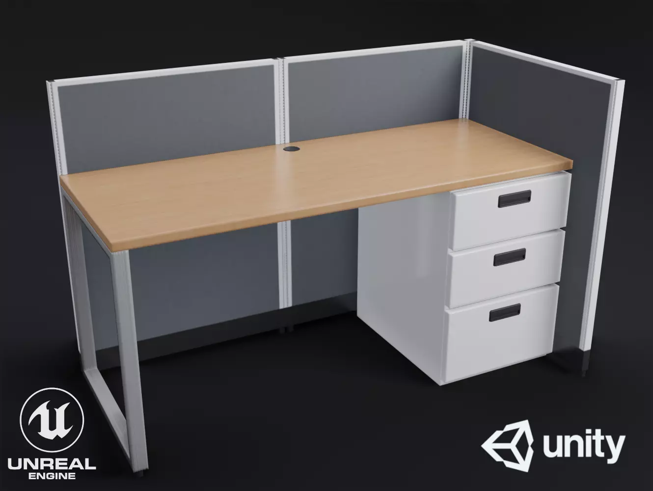 Office Desk Low-poly 3D model_0