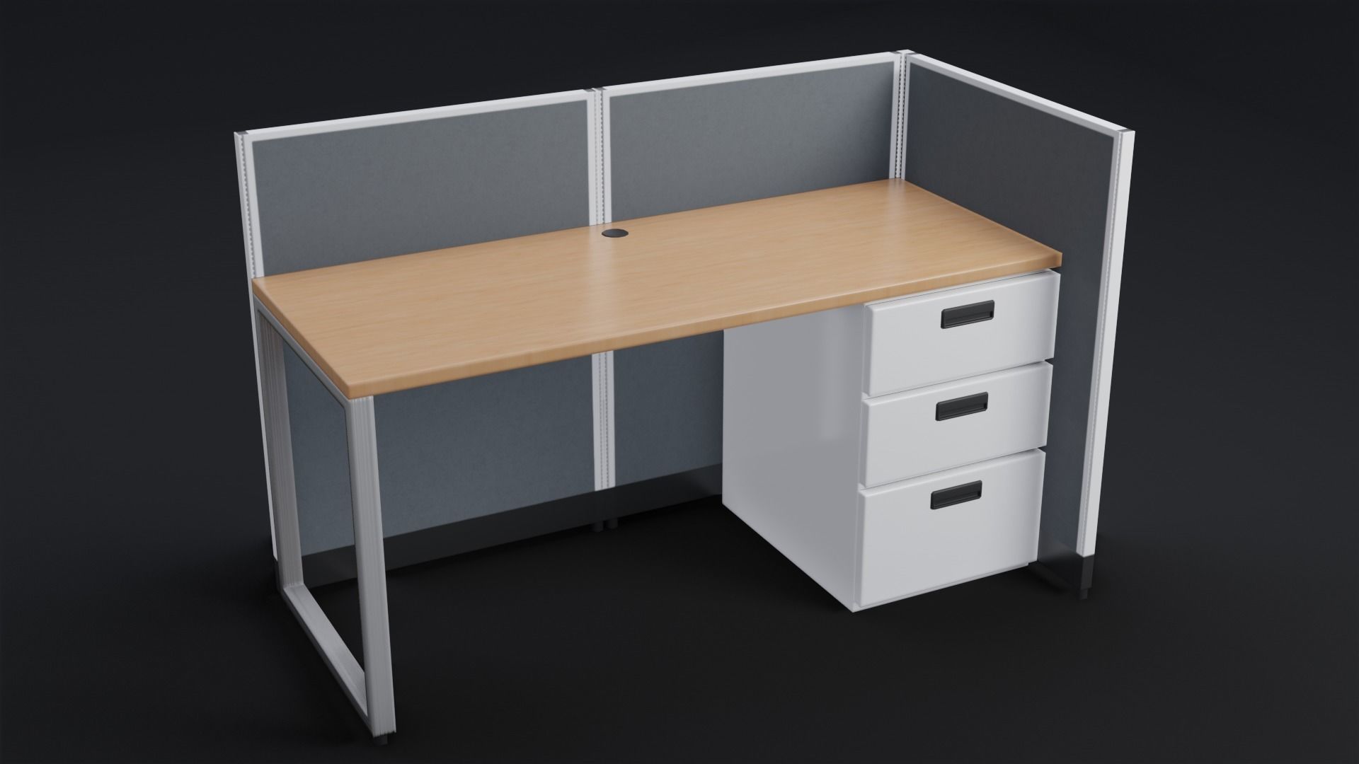 Office Desk Low-poly 3D model_1