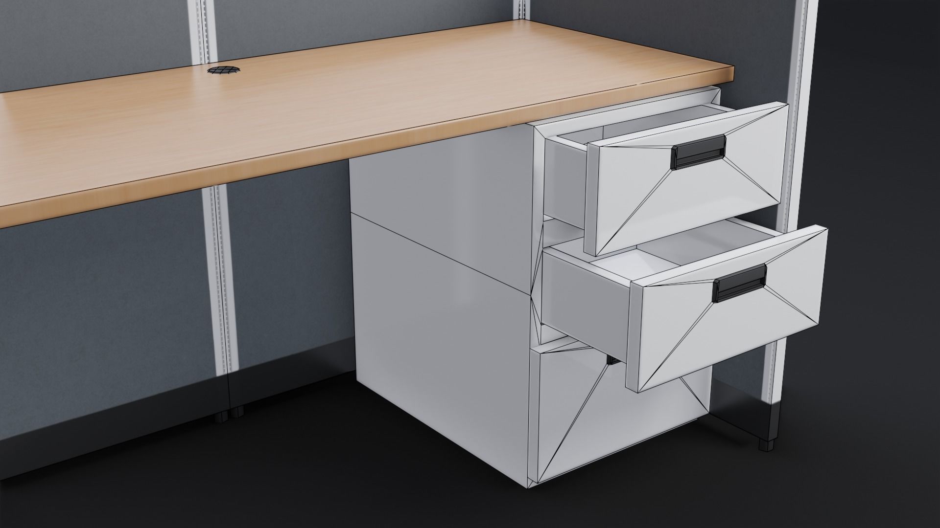 Office Desk Low-poly 3D model_9