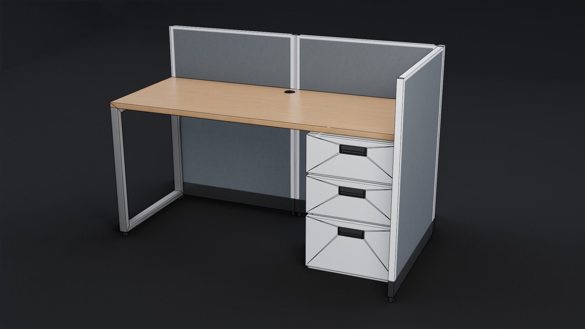 Office Desk Low-poly 3D model_4