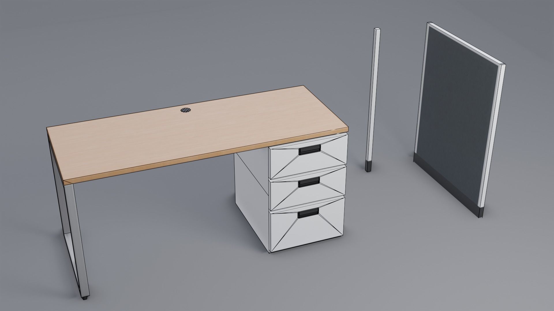Office Desk Low-poly 3D model_21