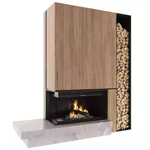 Fireplace modern with logs