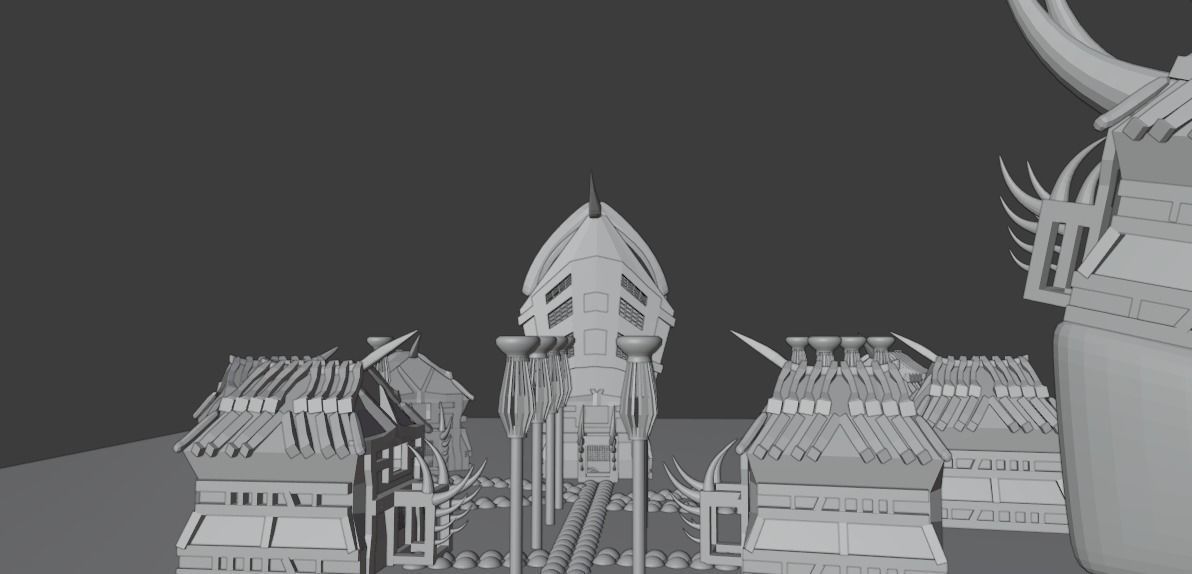 scavengers vikings style village 3 main buildings  Low-poly 3D model_14