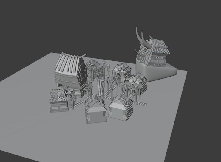 scavengers vikings style village 3 main buildings  Low-poly 3D model_12