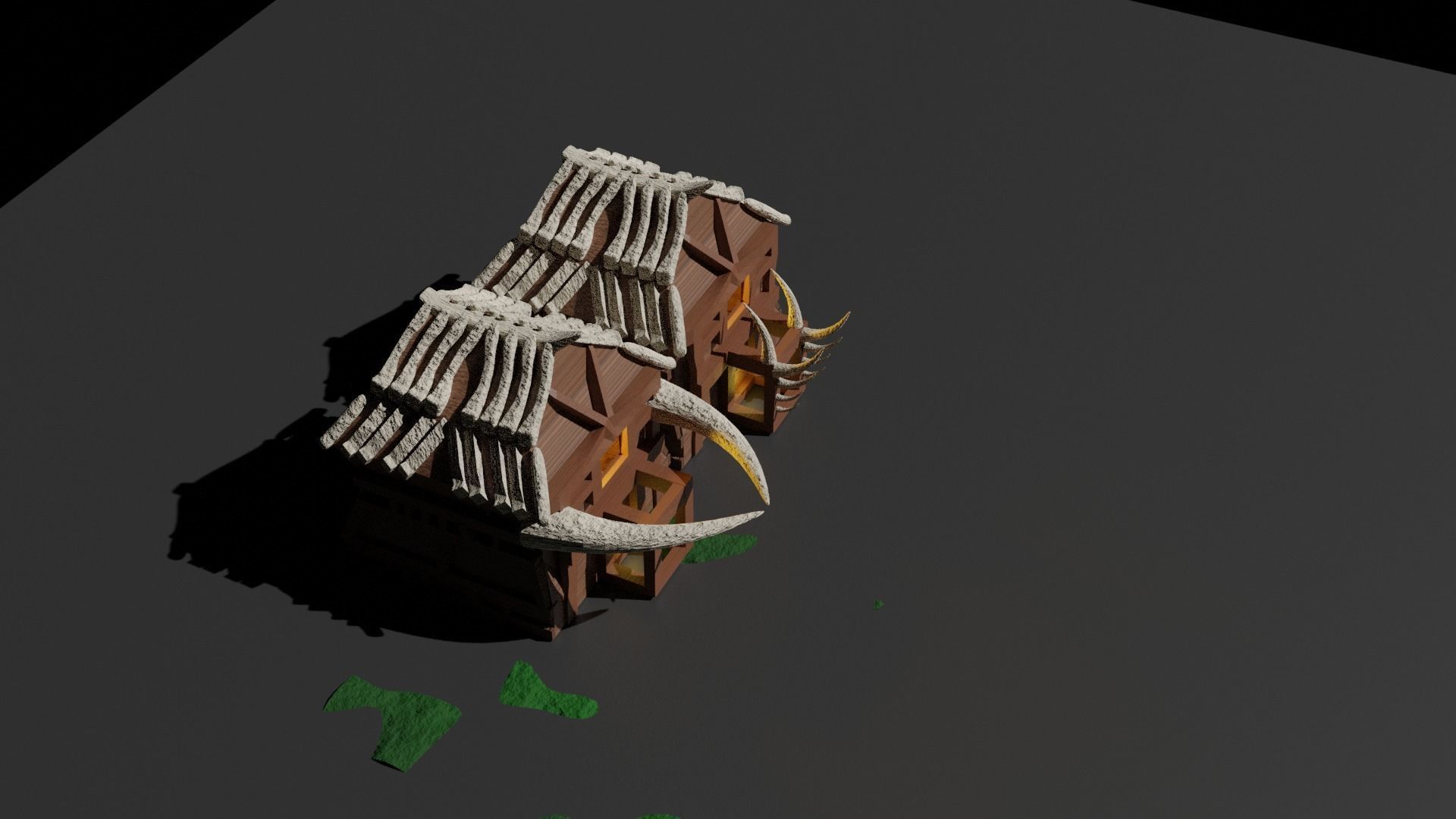 scavengers vikings style village 3 main buildings  Low-poly 3D model_5