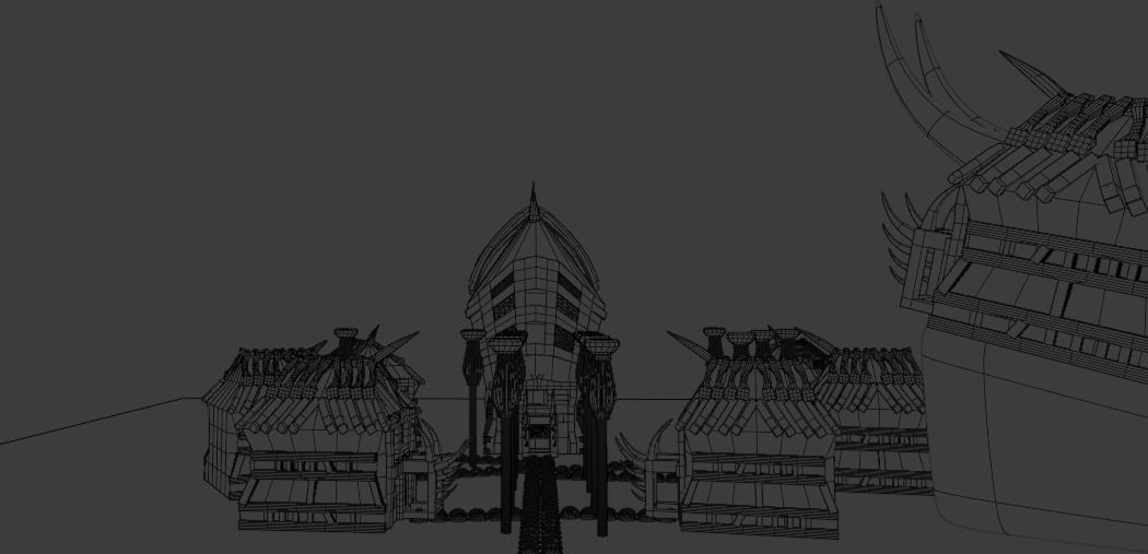 scavengers vikings style village 3 main buildings  Low-poly 3D model_16