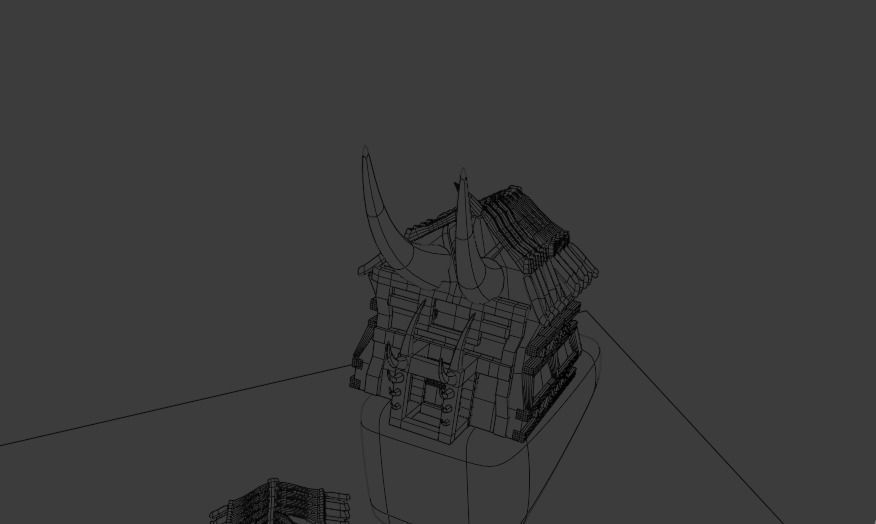 scavengers vikings style village 3 main buildings  Low-poly 3D model_17