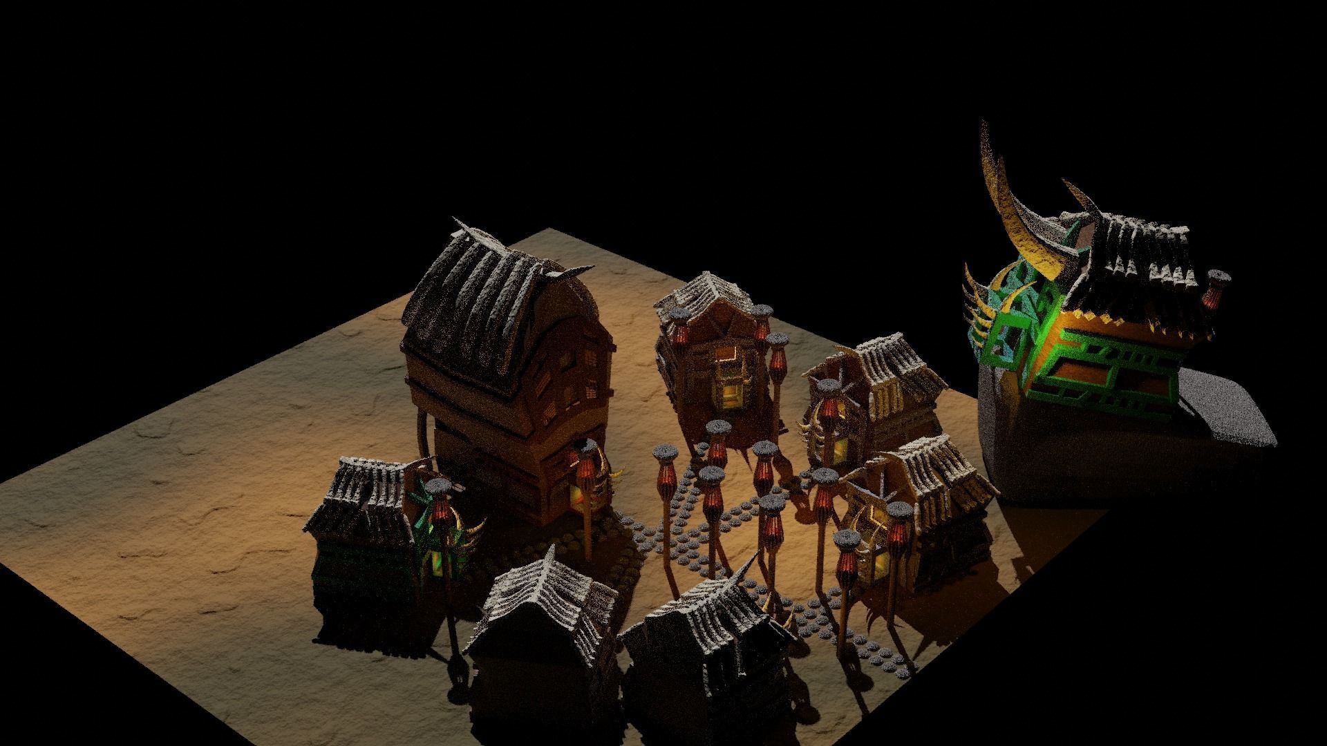 scavengers vikings style village 3 main buildings  Low-poly 3D model_3