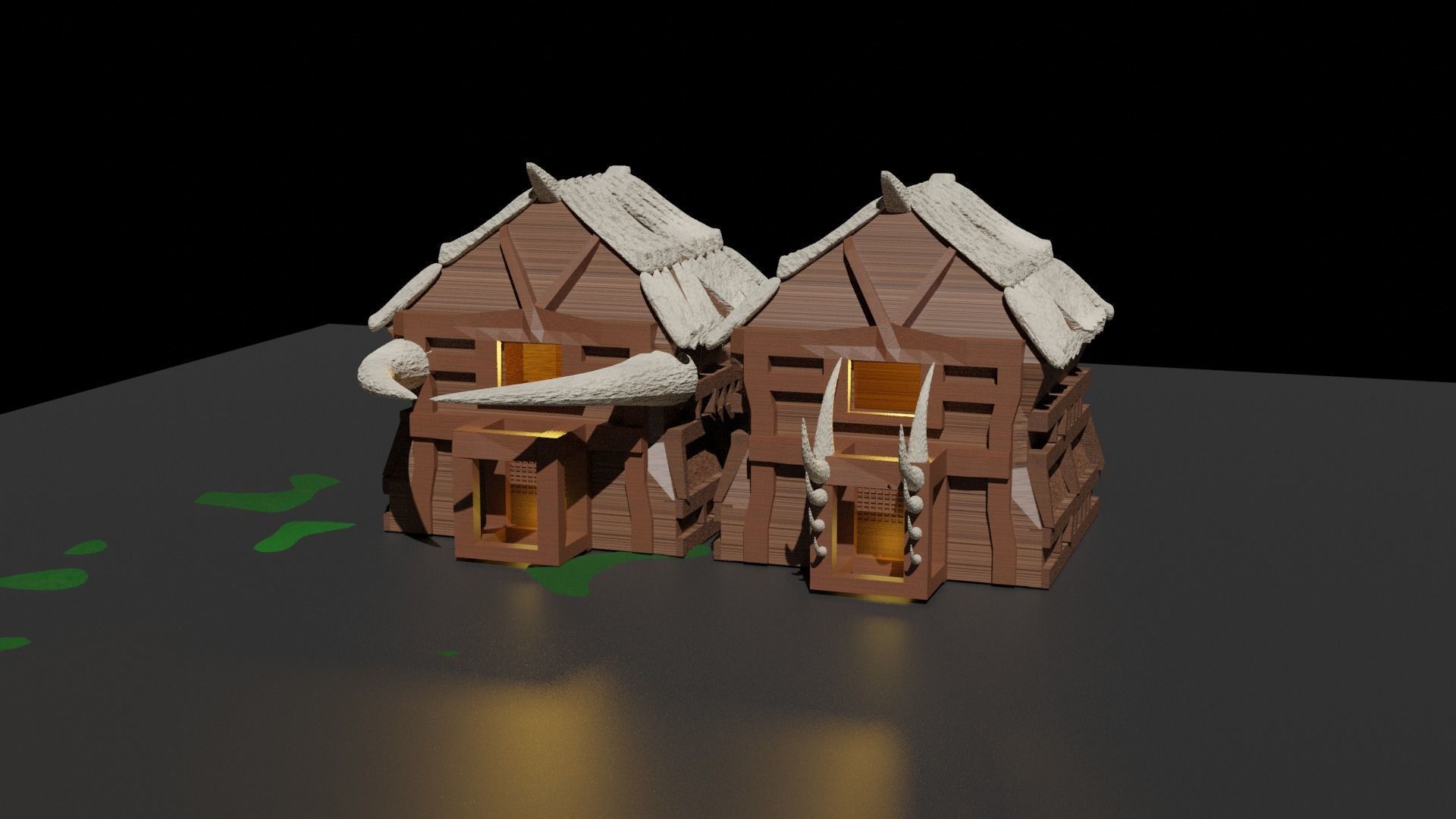 scavengers vikings style village 3 main buildings  Low-poly 3D model_6