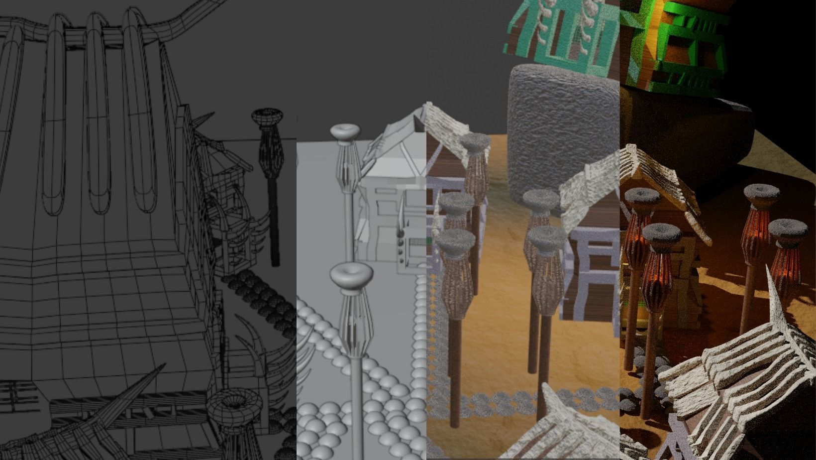 scavengers vikings style village 3 main buildings  Low-poly 3D model_9