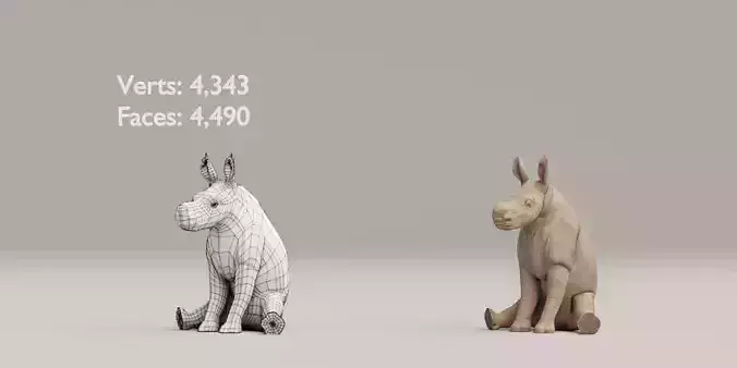 Rigged Baby Rhino And Adult Rhino Low-poly 3D model