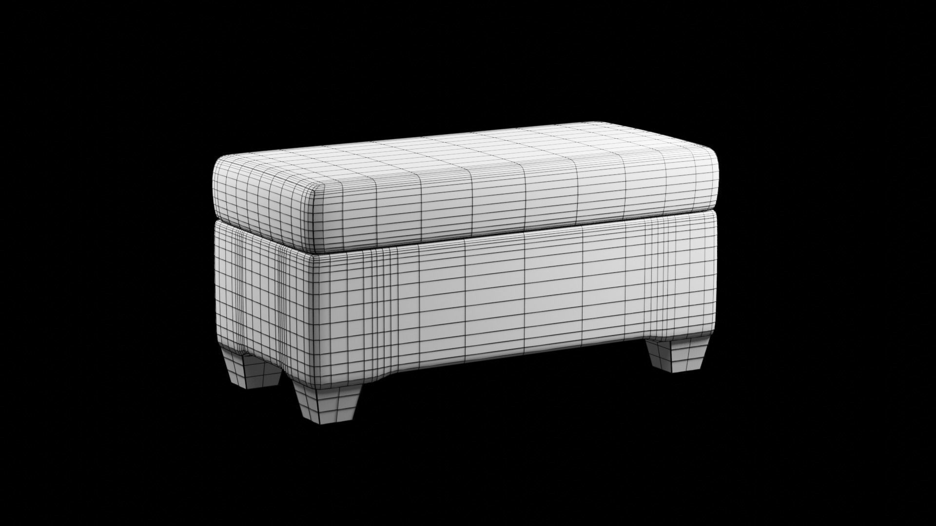 Pembroke storage bench stripe neutral Low-poly 3D model_7